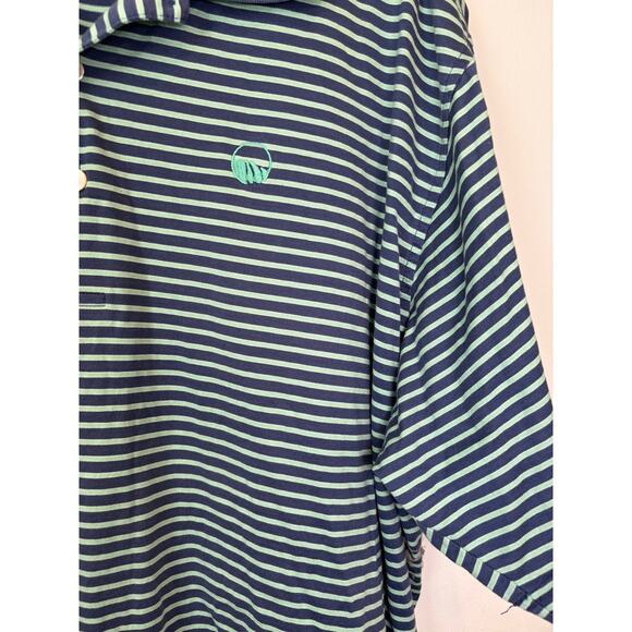 Peter Millar Men's Polo Shirt 100% Cotton Blue Striped Golf Collar Size XXL - Picture 6 of 6